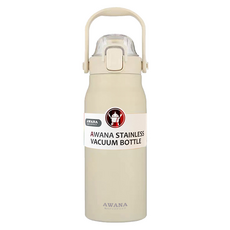 AWANA 手提彈蓋保溫瓶 附吸管 AN-1300, 米白色, 1.3L, 1個