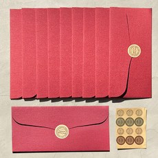 Lead home 優質亞麻零用錢信封 10入+貼紙 12入組, 酒紅色, 1套