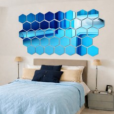 Ttodream DIY居家裝飾壁鏡 大型 160 x 184 x 92 mm 12入, 藍色