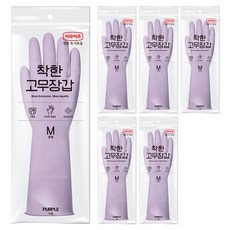 롯데이라이프 착한 고무장갑, 퍼플, 중(M), 6개
