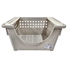 Heiwa 平和 極簡可堆疊收納籃 淺型前開 灰色, 420 x 317 x 227mm, 1個