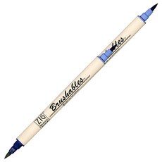 【Kuretake 日本吳竹】ZIG 雙色軟筆刷麥克筆 海軍藍 (MS-7700-035), 2支