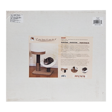 PetPals 簡約雙柱療癒貓跳台2層 新型貓抓板 2層壁結構設計 舒適材質坐墊 簡易組裝DIY, 白色 + 棕色, 1個