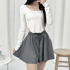 피어니스트 여성용 하이웨스트 밴딩 3부 플리츠팬츠