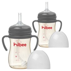 하이비 추달린 이지유 빨대컵 2단계, 그레이, 2개