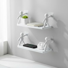 오템 귀여운 무타공 벽선반 2p, 화이트, 1단