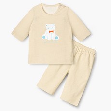 unifriend 兒童白熊七分袖棉質上下衣套裝