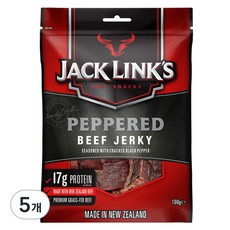 잭링크스 비프 져키 페퍼드 육포, 100g, 5개