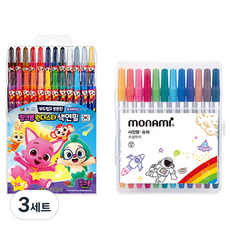 地球化學 Pinkfong Wonderstar 色鉛筆 24色 + Monami 超級簽字筆 12色組合, 3套