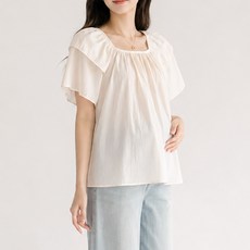 I Can Simple 孕婦方領荷葉邊喇叭袖上衣
