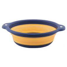 多功能折疊收納洗臉盆 500g, 深藍撞黃, 1個