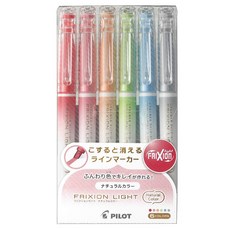 PILOT 百樂 FRIXION 螢光魔擦筆 6色組 筆尾橡膠擦除墨水 錯字消失無痕 書寫更完美 不產生毛屑 保持整潔, 自然色, 1組