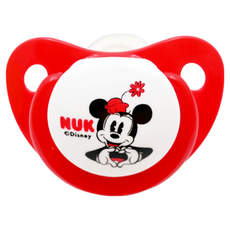 NUK 米奇安睡型矽膠安撫奶嘴, 多透氣孔設計, 齒列矯正設計, 植物成分印花, 顏色隨機, 0歲以上, 1個