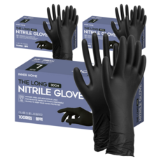 이너홈 더롱 니트릴장갑 30cm 100p, 블랙, 대(L), 3개