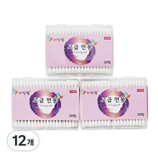 리빙웰 나무사각면봉, 200개입, 12개