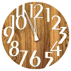 dayneeds 日需百備 木質紋理 木匠時光 壁掛式時鐘 SBN-CK2-TK, 柚木款 棕色