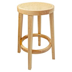 實木藤編吧椅 60cm 5.3kg 原木色 - 堅固耐用 透氣舒適, 1盒