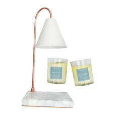 大理石香氛融蠟薰香燈組，含蠟燭，四季酒店 + 威尼斯人酒店，鐵石材質，14.5*14.5*32公分, 白色