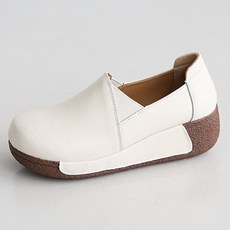 단골언니 여성용 소가죽 키높이 컴포트 통굽 웨일즈 슬립온 5cm
