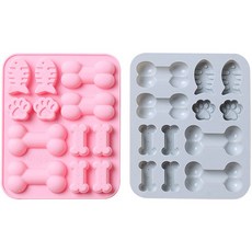 12格矽膠腳掌/魚骨/狗骨頭造型模具 2入, 1套, 藍色, 粉色