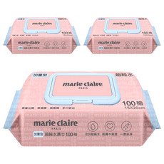 marie claire 美麗佳人 EDI 超純水加蓋濕巾 100抽 15cmx20cm, 1入, 3包