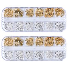 貝殼夏季美甲飾品12件組, 2套, 混合色