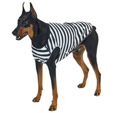 LuckyPetter 狗狗基本款條紋無袖上衣, 白色 + 黑色, 1個