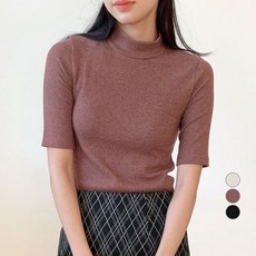 afinar 女款修身半高領五分袖保暖刷毛T恤