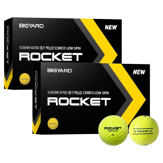 빅야드 로켓 골프공 2피스 42.7mm, 옐로우, 15개입, 2개