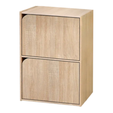 HOPMA 合馬家具 斯麥可堆疊二門收納櫃 Set 2, 41.8 x 30 x 60.2cm, 漂流木 + 淺橡木