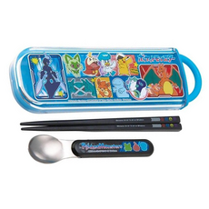 Skater 寶可夢抗菌兒童餐具組, 湯匙 + 筷子, 藍色, 1組