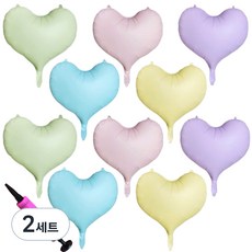 Elotems 霧面愛心銀箔派對氣球 50 x 50 cm 5種 x 2入套組, 混合色, 2套