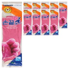 손끝에별 고무장갑 양쪽 세트 특대, 분홍, 10세트