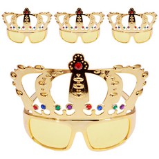 派對道具皇冠眼鏡, 金色, 4個