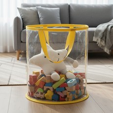 Nornor PVC 安全玩具收納箱, 透明黃色圓柱形, 1個