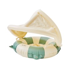 스윔어바웃 유아용 클래식 스트라이프 손잡이 보행기 튜브 + 그늘막 세트 CW06, 딥 민트, 1개