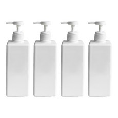 newnlook 方形補充瓶按壓瓶 一般型 650ml, 02 白色, 4個