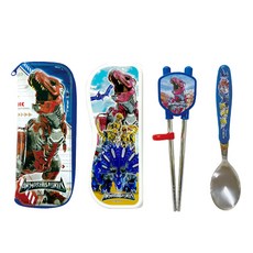 LE BARN 孩童龍甲合體湯匙+學習筷+收納袋組2入, 混色, 湯匙+學習筷+餐具盒+餐具袋