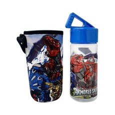 LE BARN 孩童裝甲恐龍圖案手柄水瓶 380ml+提袋, 混色