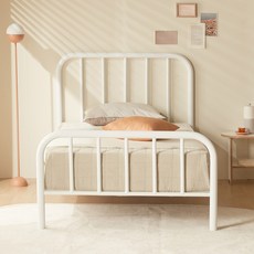 웰퍼니쳐 뽐므 스틸 침대 프레임 단품 방문설치, 크림화이트