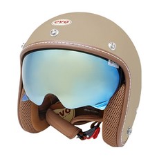 EVO 艾莉莎涼感系 內鏡復古騎士安全帽 附冰絲面罩, 焦糖奶