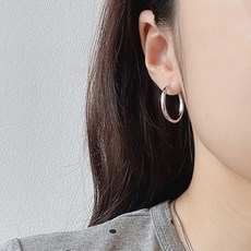 젤루나 여성용 심플 라운드 원터치 링귀걸이 P-265