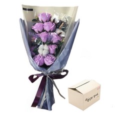 Eplin棉花玫瑰香皂花束+紙箱, 紫色, 1組