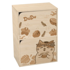 收納王妃 黃阿瑪 二層單色木櫃 椰子小花, 淺木紋