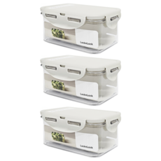 LocknLock 樂扣樂扣 BISfree 純淨輕透方形保鮮盒, 淺灰色 600ml, 3個