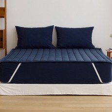 마틸라 도즈 60수 고밀도 순면 고정밴드 침대 패드, 매트네이비