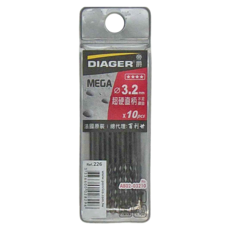 DIAGER 帝爵 超硬直柄水泥鑽頭 3.2mm 10個, 1組