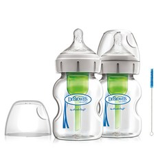 닥터브라운 와이드넥 옵션스 플러스 유리 젖병 트윈팩, 혼합색상, 150ml, 2개