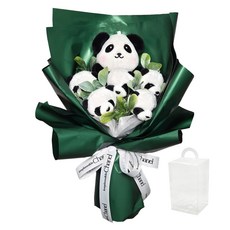 가든잇 비누꽃 귀여운 팬더 인형 꽃다발 + 케이스, 혼합색상, 1개