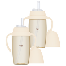 티지엠 유아용 PPSU 밀알 빨대컵, 280ml, 2개, 아이보리